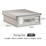 Non-Woven Fabric Storage Box Foldable Wardrobe Organiser for Bed Sheets Blankets Quilts Clothing Grey Beige