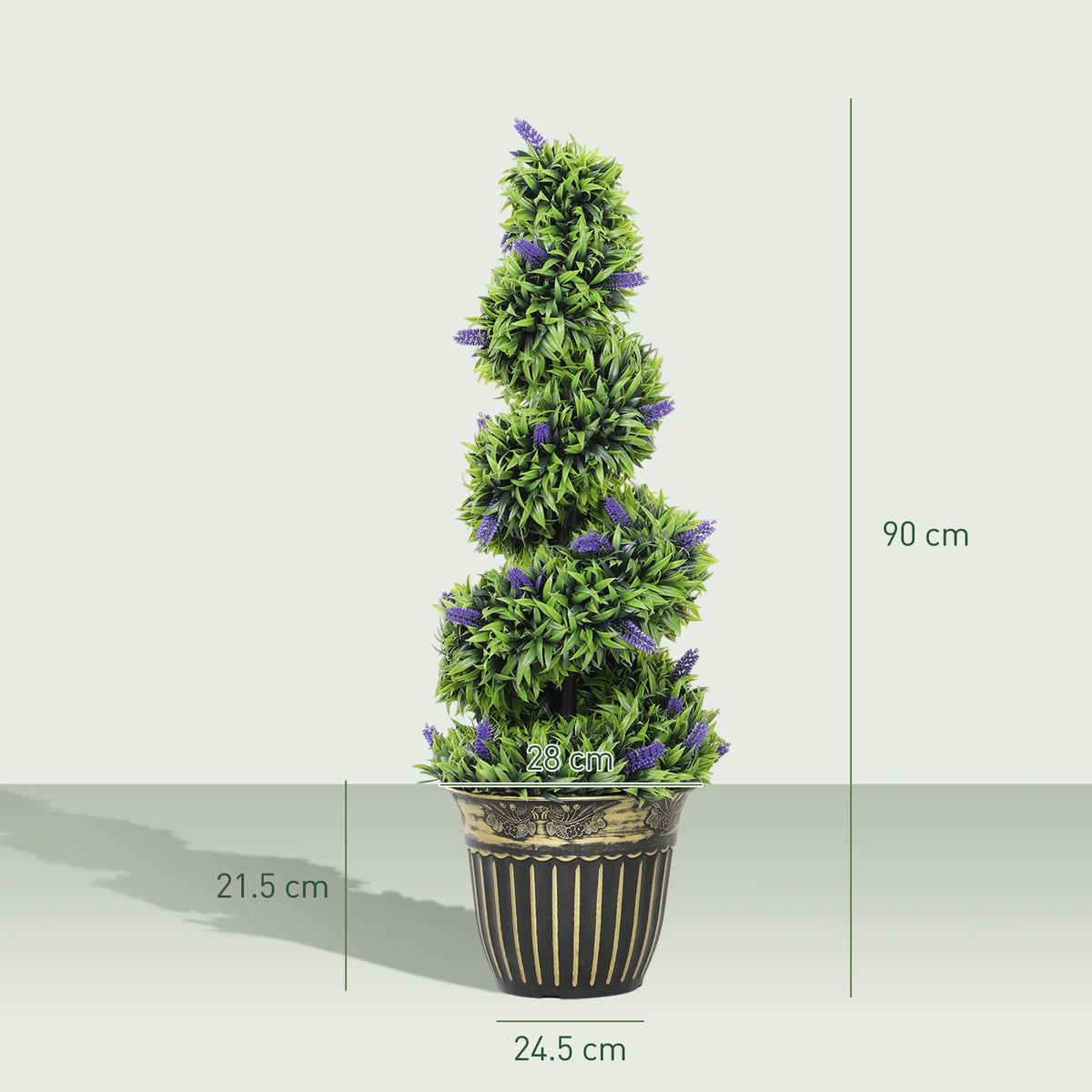 Set of 2 Decorative Artificial Plants with Lavender and Pot, 90cm