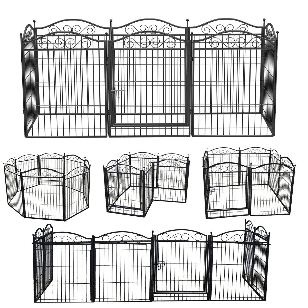 BINGOPAW 8 Panel Dog Playpen 32 Inch Height Heavy Duty Foldable Anti-Rust Indoor Outdoor Fence
