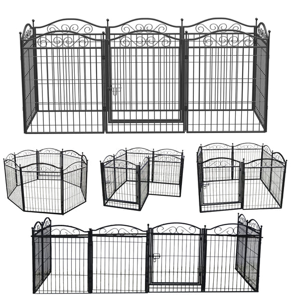 BINGOPAW 8 Panel Dog Playpen 32 Inch Height Heavy Duty Foldable Anti-Rust Indoor Outdoor Fence