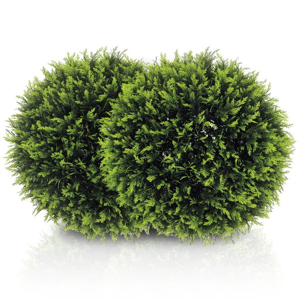 Set of 2 Artificial Cedar Topiary Balls with 680 UV Protected Leaves Each Faux Plants for Decor Green