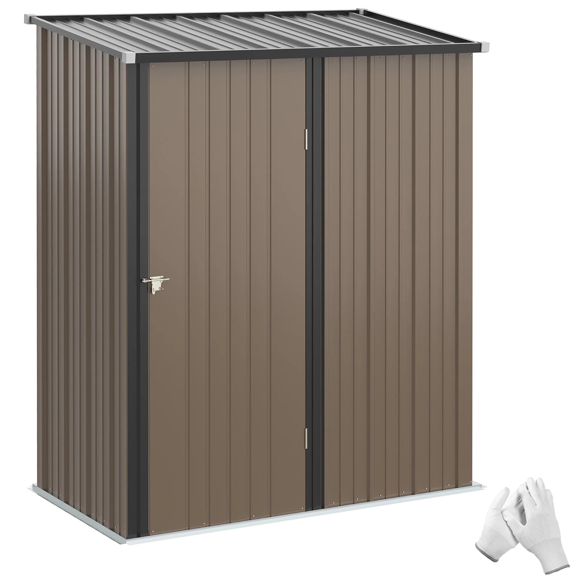 Steel Garden Storage Shed with Corrugated Galvanised Finish and Lockable Latched Door