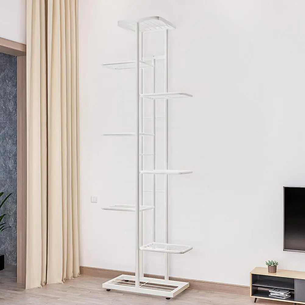 8 Tier Metal Plant Stand 141cm Tall Corner Display Rack Anti Rust for Indoor Outdoor Balcony Patio White