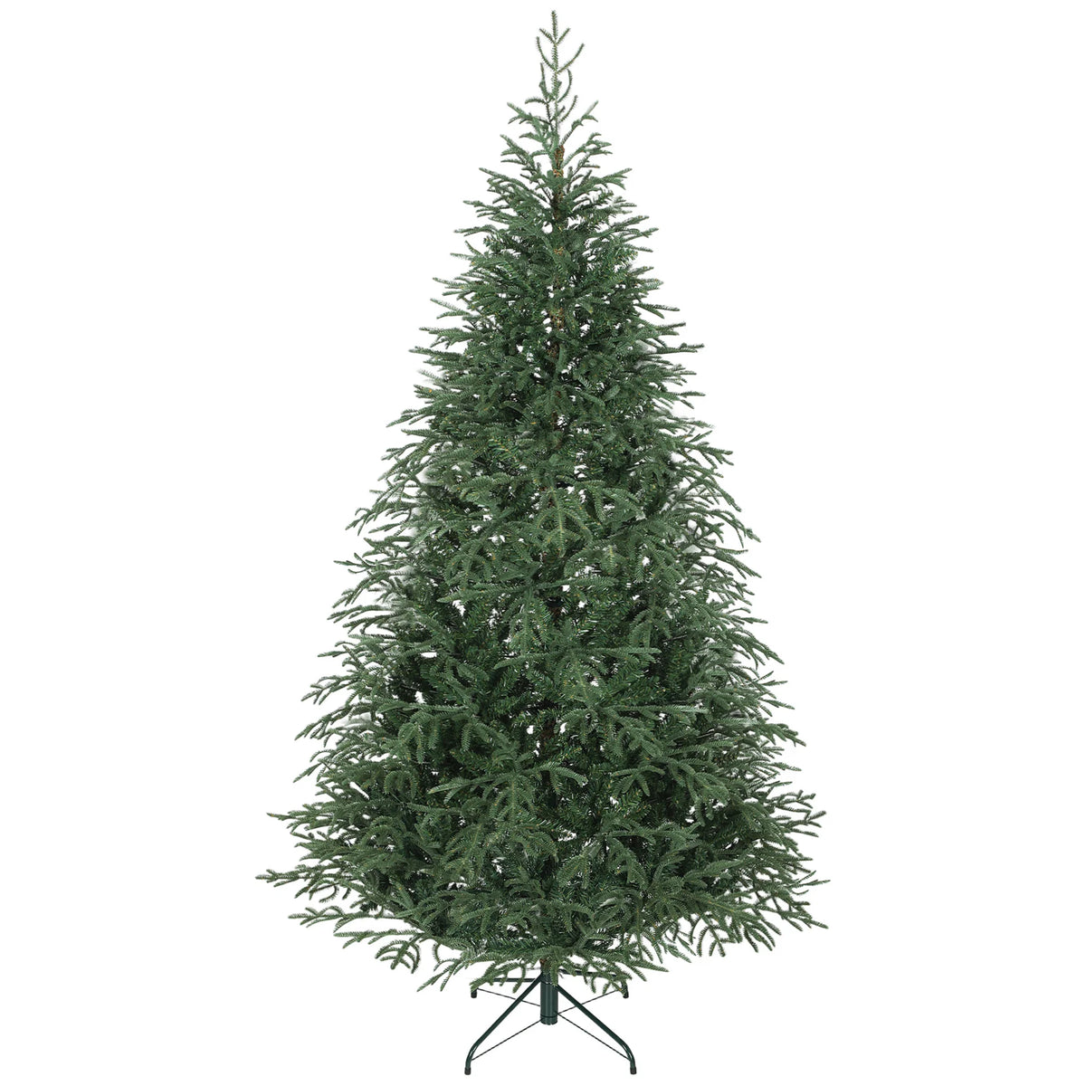 7ft Artificial Spruce Christmas Tree with Hinged Branches and Metal Stand, Green