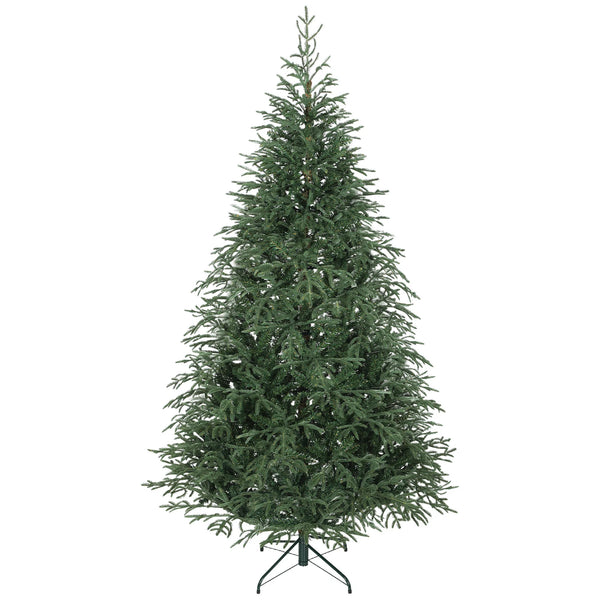 7ft Artificial Spruce Christmas Tree with Hinged Branches and Metal Stand, Green