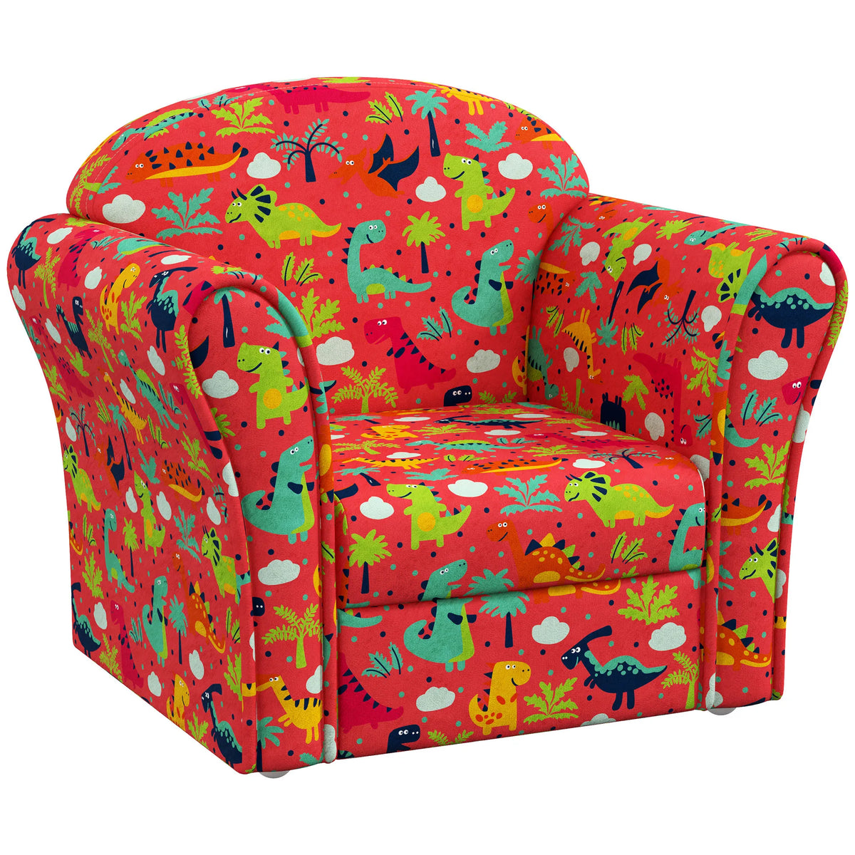 Kids Sofa Chair with Flamingo Design Wooden Frame Upholstered Toddler Armchair for Ages 18-36 Months