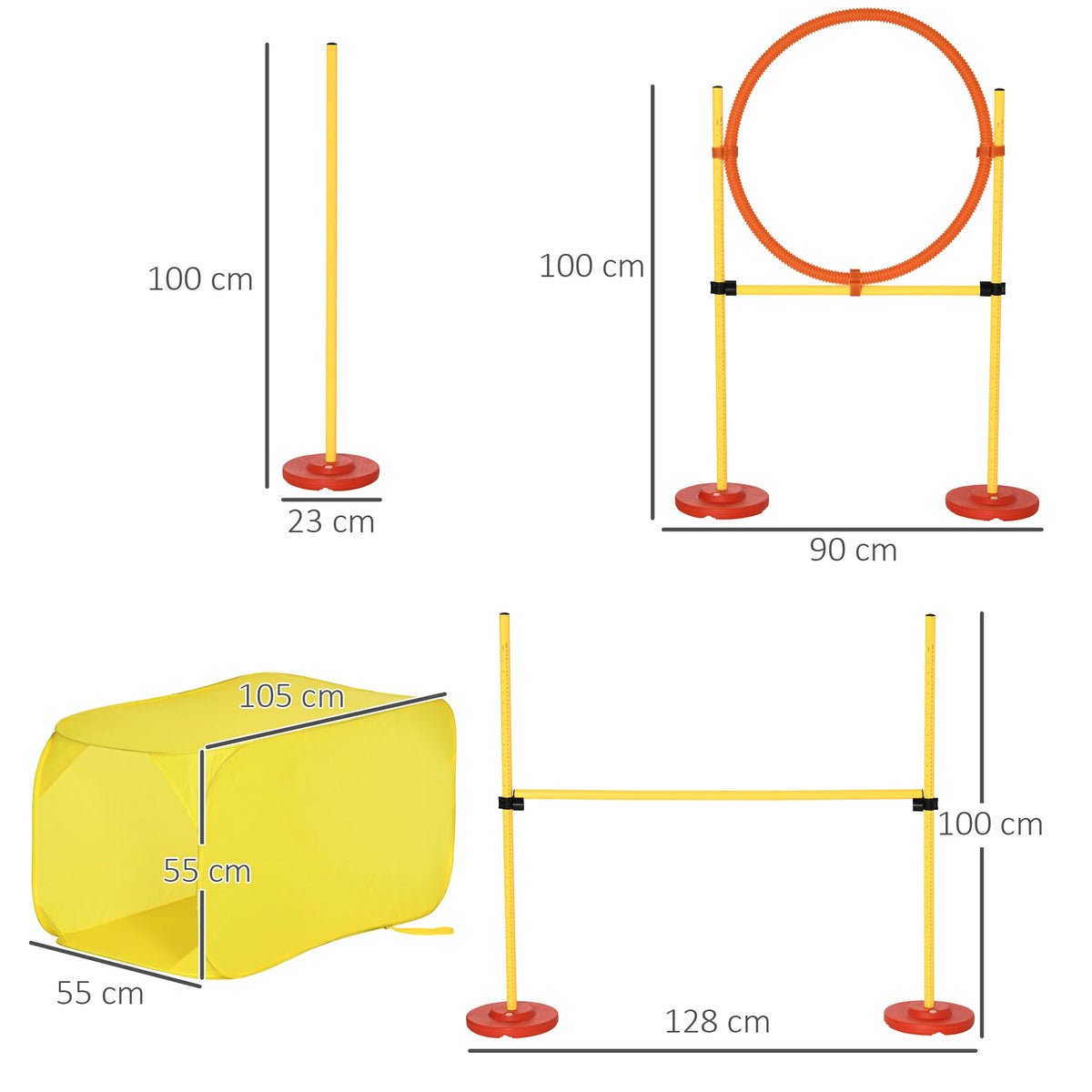 Outdoor 4 PCs Dog Agility Training Equipment Backyard Starter Course Set