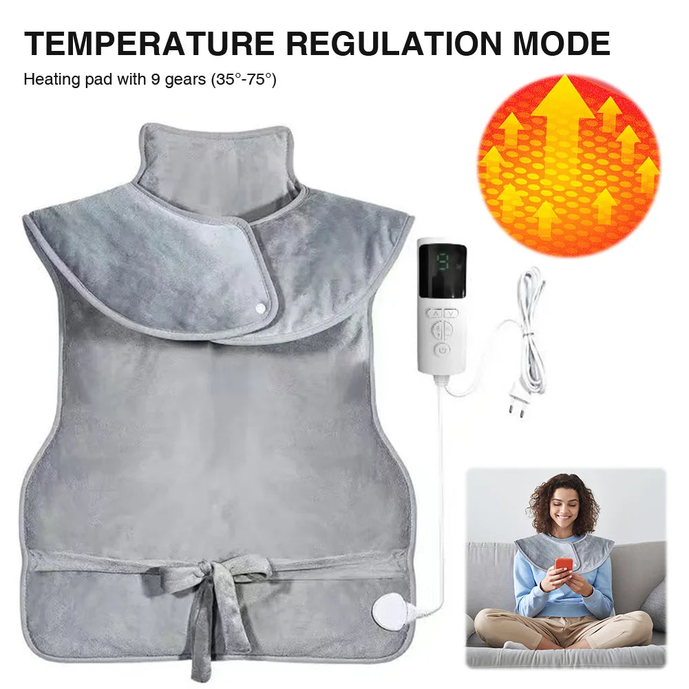 Electric Heated Neck and Shoulder Wrap, 100 x 60cm with 9 Heat Settings