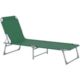 Foldable Reclining Sun Lounger Camping Bed with 4-Position Adjustable Backrest and Oxford Fabric