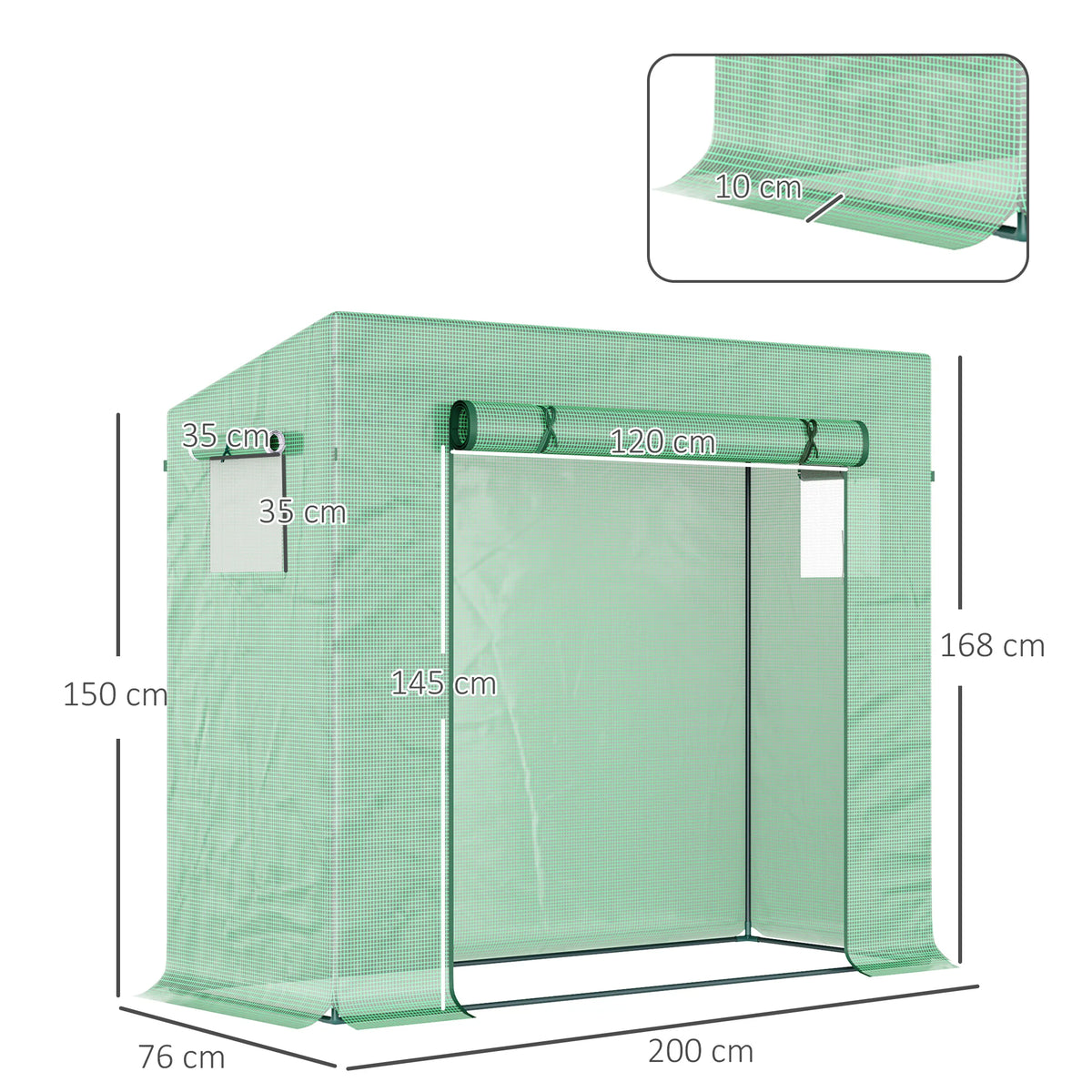 200X76X168Cm Walk-In Garden Greenhouse Tomato Plant House Durable Frame