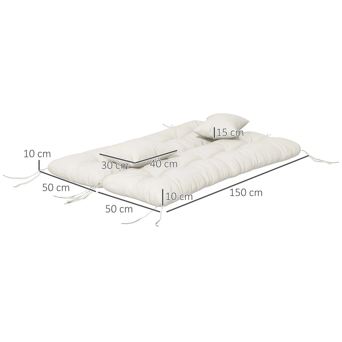 Replacement Seat & Back Cushion Set with 2 Pillows, White – Swing Not Included
