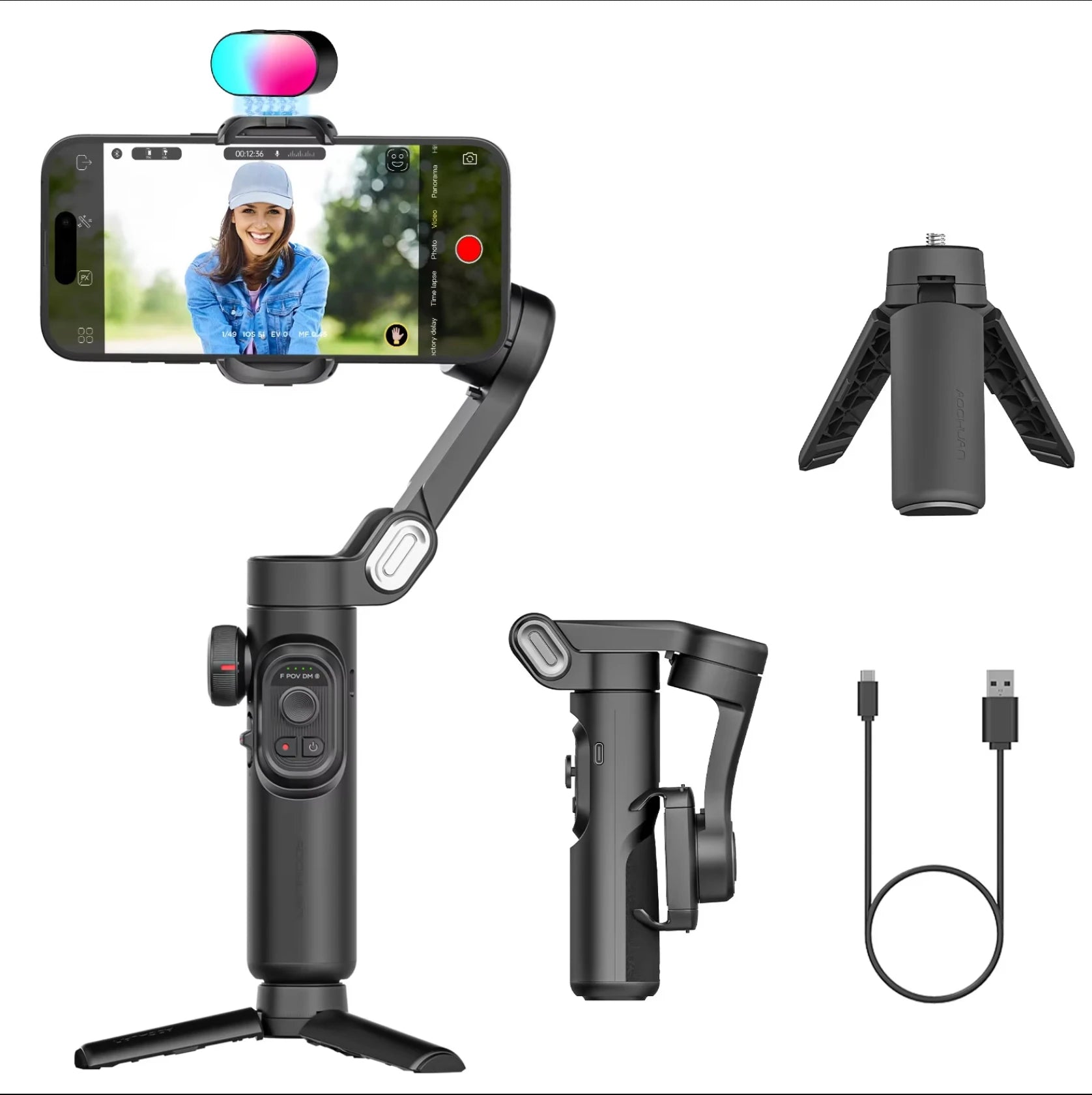 3-Axis Handheld Gimbal Stabilizer Smartxe for Smartphone for Iphone Android AI Face Tracking Tiktok Vlog