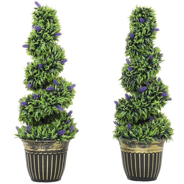 Set of 2 Decorative Artificial Plants with Lavender and Pot, 90cm