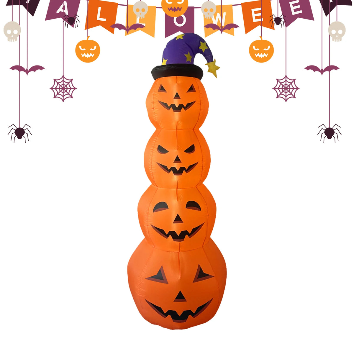 Inflatable Stacked Pumpkin Halloween Decoration with Internal Light, 240cm