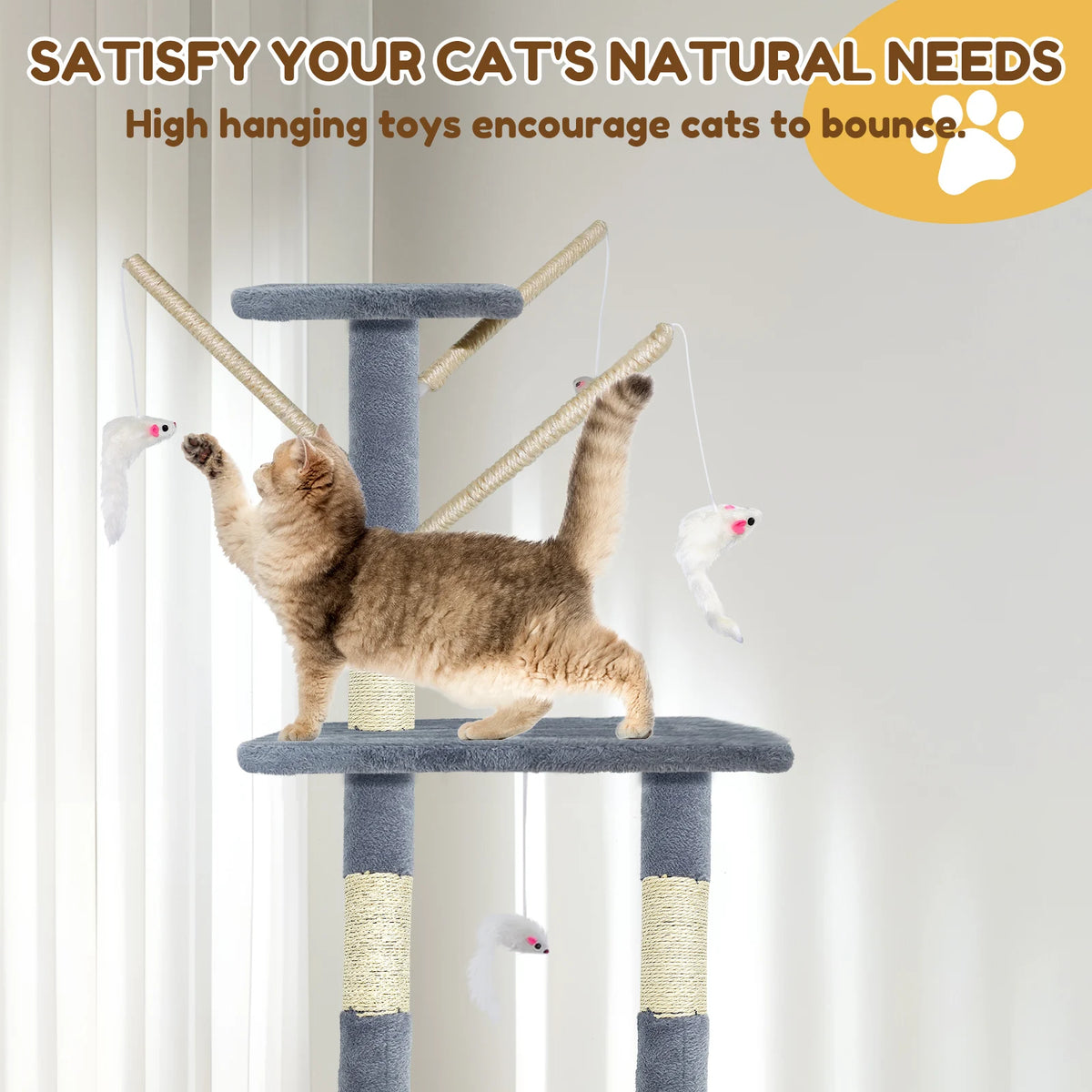 DayPlus 140cm Cat Tree Tower Multilevel Scratching Posts Condos Ladder Activity Centre for Cats
