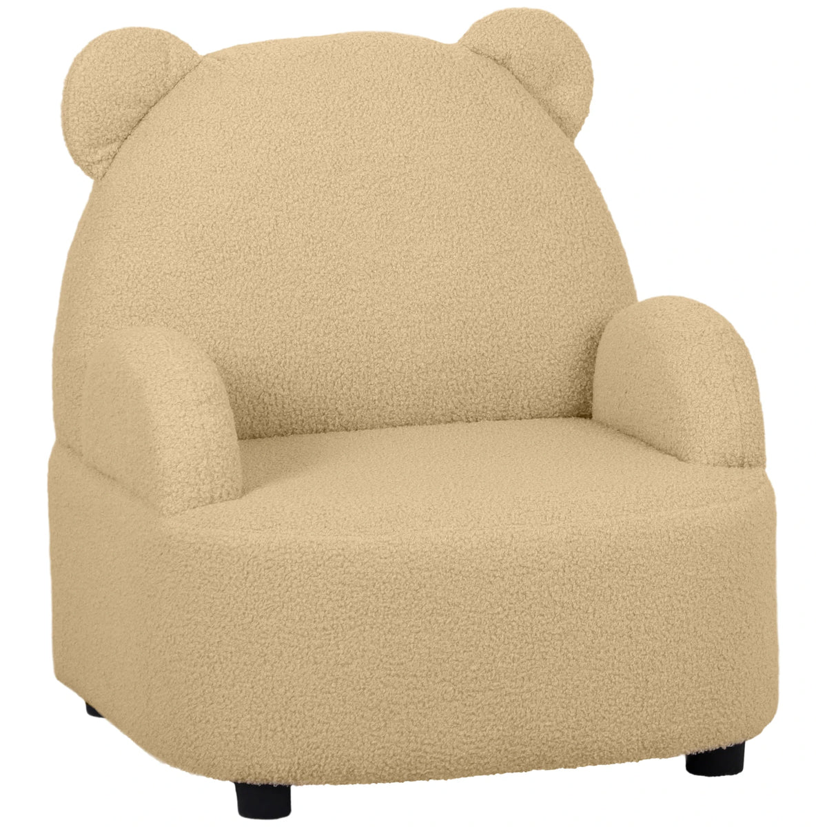 Kids Bear Shaped Armchair 52x48x59cm Teddy Fleece Toddler Chair with Ears for Ages 18 Months to 3 Years