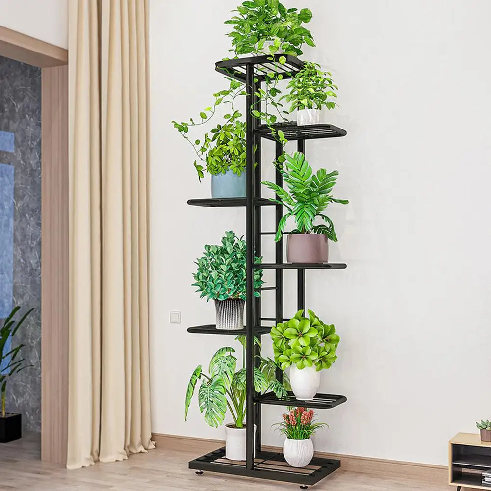 8 Tier Metal Plant Stand 141cm Tall Corner Display Rack Anti Rust for Indoor Outdoor Balcony Patio White