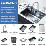 304 Stainless Steel Waterfall Kitchen Sink with Digital Display Faucet Set – Single Bowl with Soap Dispenser & Cup Washer
