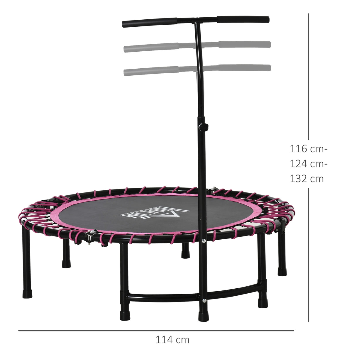 Foldable Trampoline, Silent Bouncer Jumper with Adjustable Handle - Pink