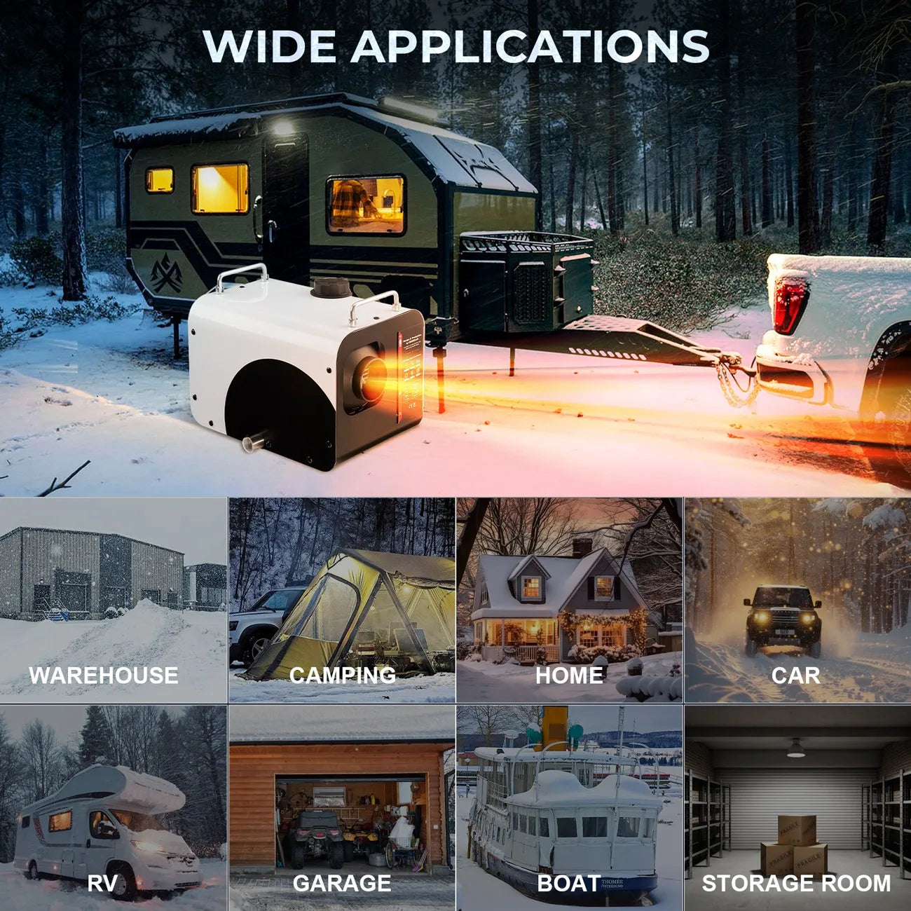 8KW Diesel Air Heater 12V 24V 240V Bluetooth Remote LCD Control for Truck RV Boat Garage Van Camper