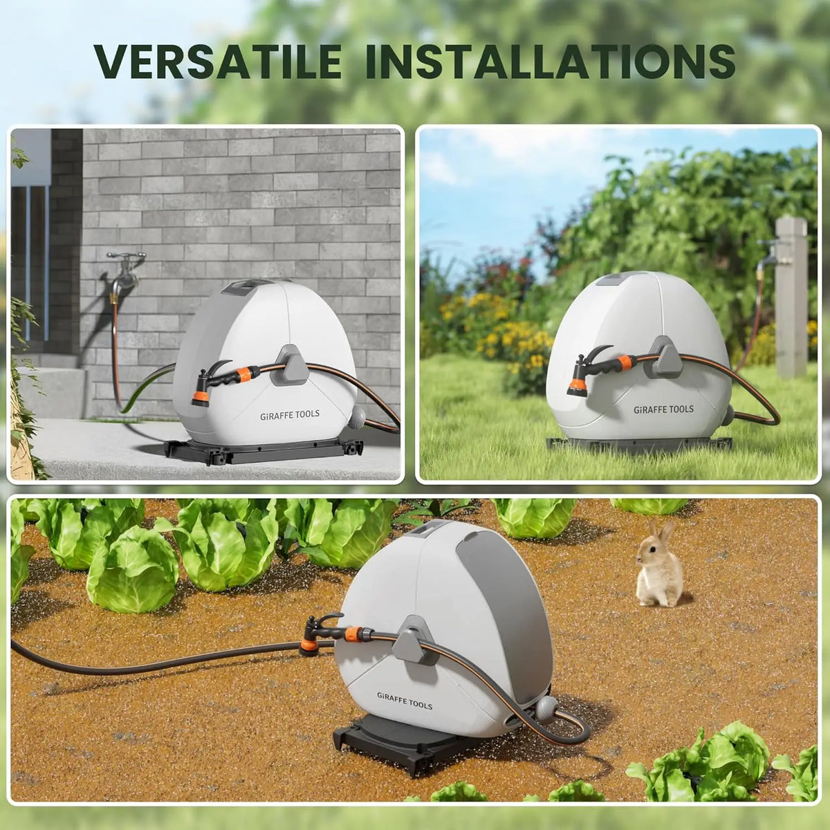 Ground Mounted Automatic Retractable Garden Hose Reel Heavy Duty Flexible Swivel for Lawn Patio