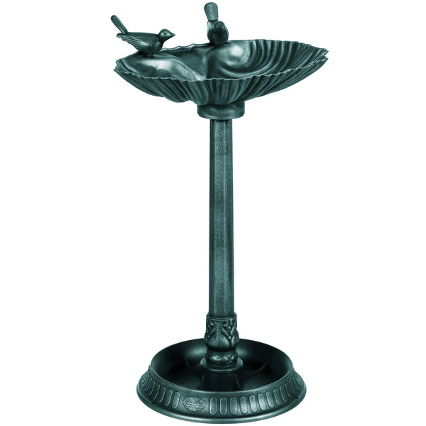 81cm Tall Bird Bath with 2 Decorative Bird Statues for Garden, Green