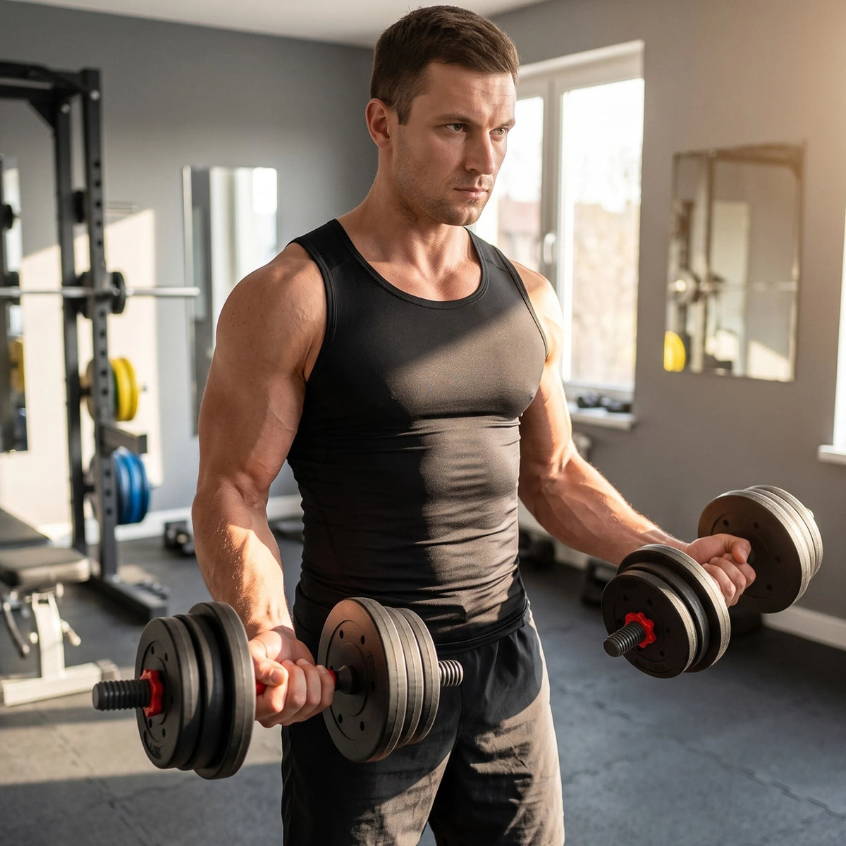 20kg Adjustable 2-in-1 Dumbbell and Barbell Weight Set, Black