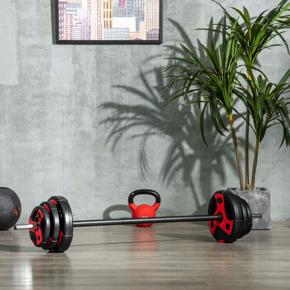 20kg Adjustable Barbell Weight Set with Bar and Weight Plates