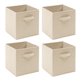 Pack of 4 Foldable Fabric Storage Cubes Boxes Non-Woven Wardrobe Organiser for Home Bedroom Closet