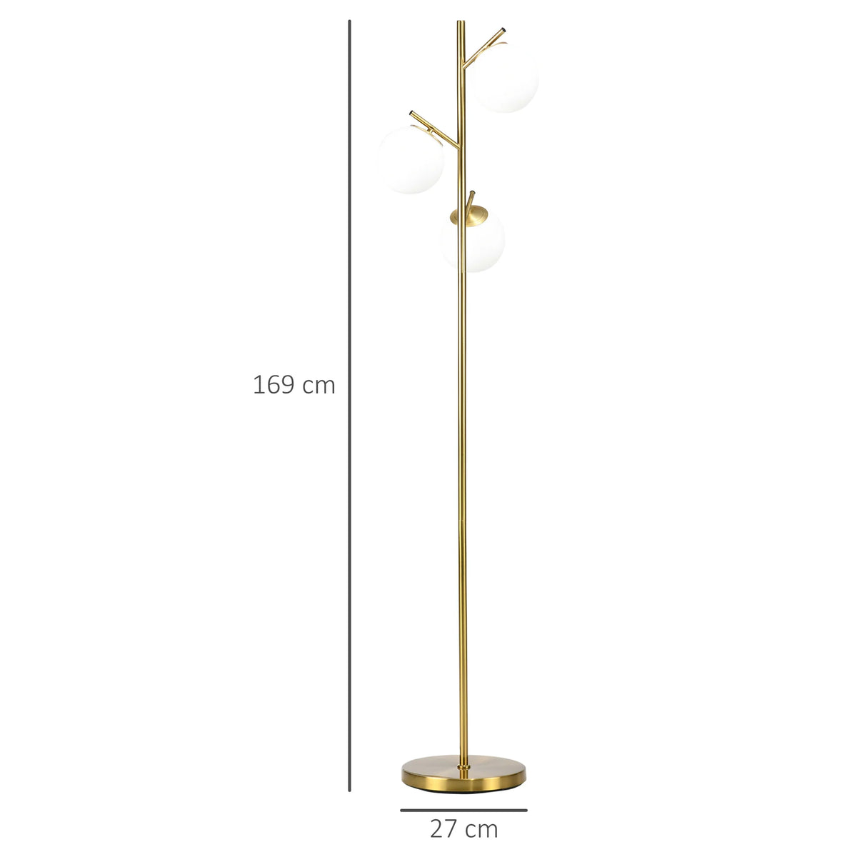Modern 3-Light Globe Floor Lamp with Frosted Glass Shades and Foot Switch
