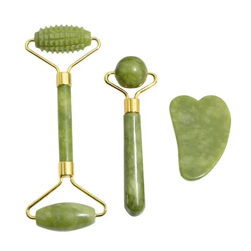 Natural Jade Roller & Gua Sha Set | Face Lifting Massager for Anti-Wrinkle & Skin Care