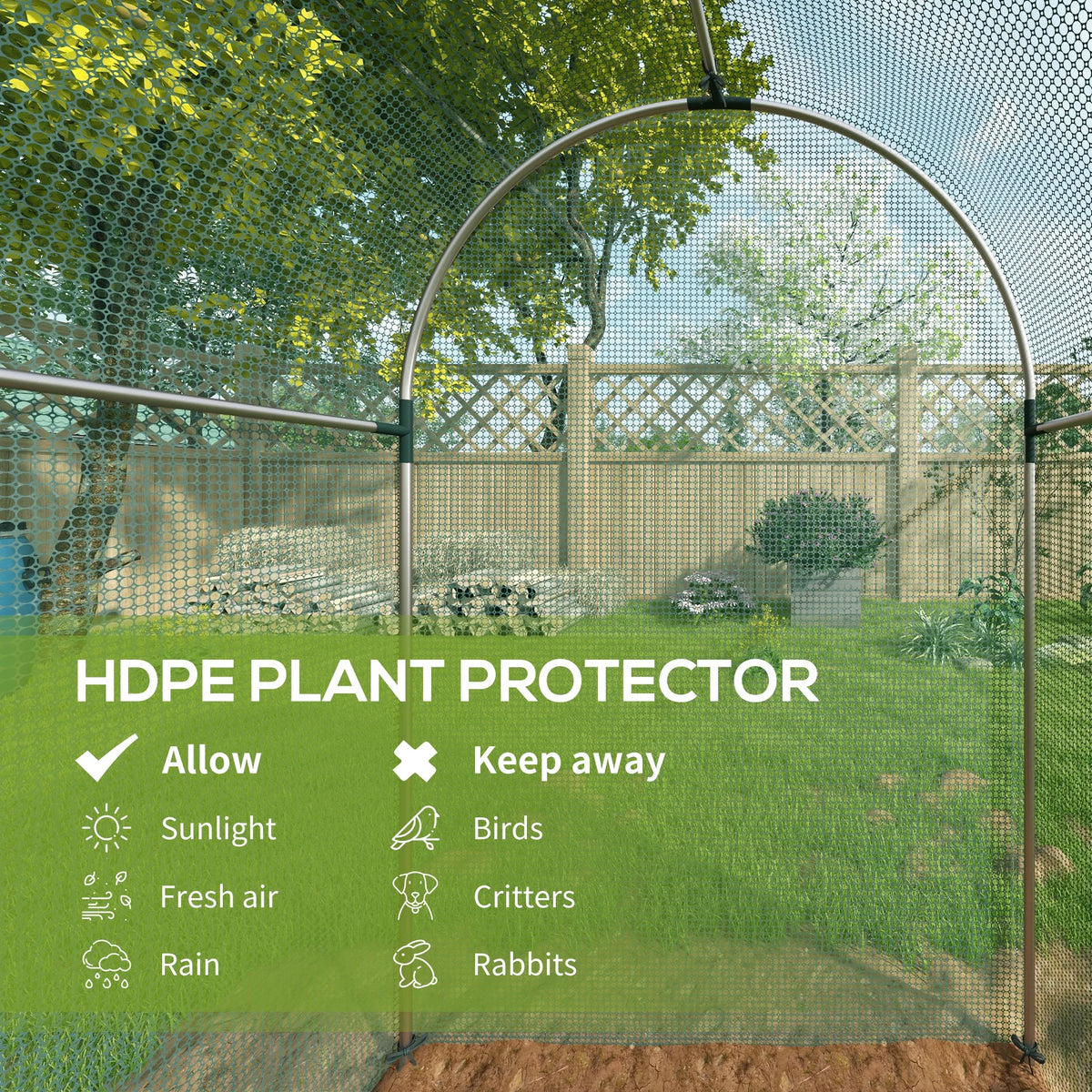 Fruit Cage Plant Protection Tent 1.2 x 2.4m with Zipped Door, Green