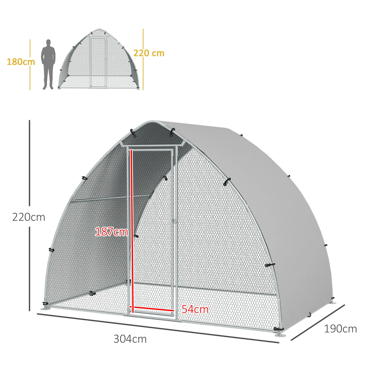 Walk In Chicken Run Galvanised Steel with Water Resistant Cover Mesh Wire Enclosure for Hens Ducks and Rabbits