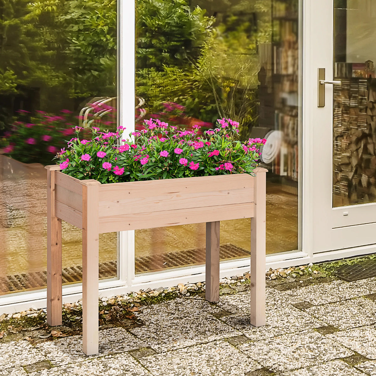 Raised Bed for Garden, Wooden Elevated Planter Box