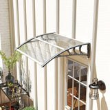 Door Canopy 100x75cm Clear Polycarbonate Awning Window Porch Rain Shelter with Wall Mounting Kit