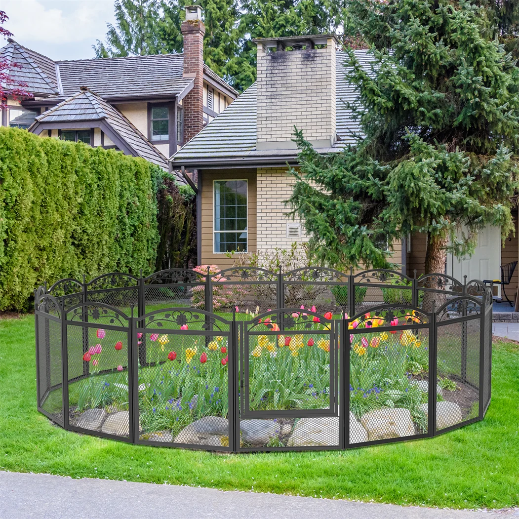 8 Panel Heavy Duty Metal Dog Playpen 190x63x80cm Foldable Fence with Gate for Small Medium Dogs