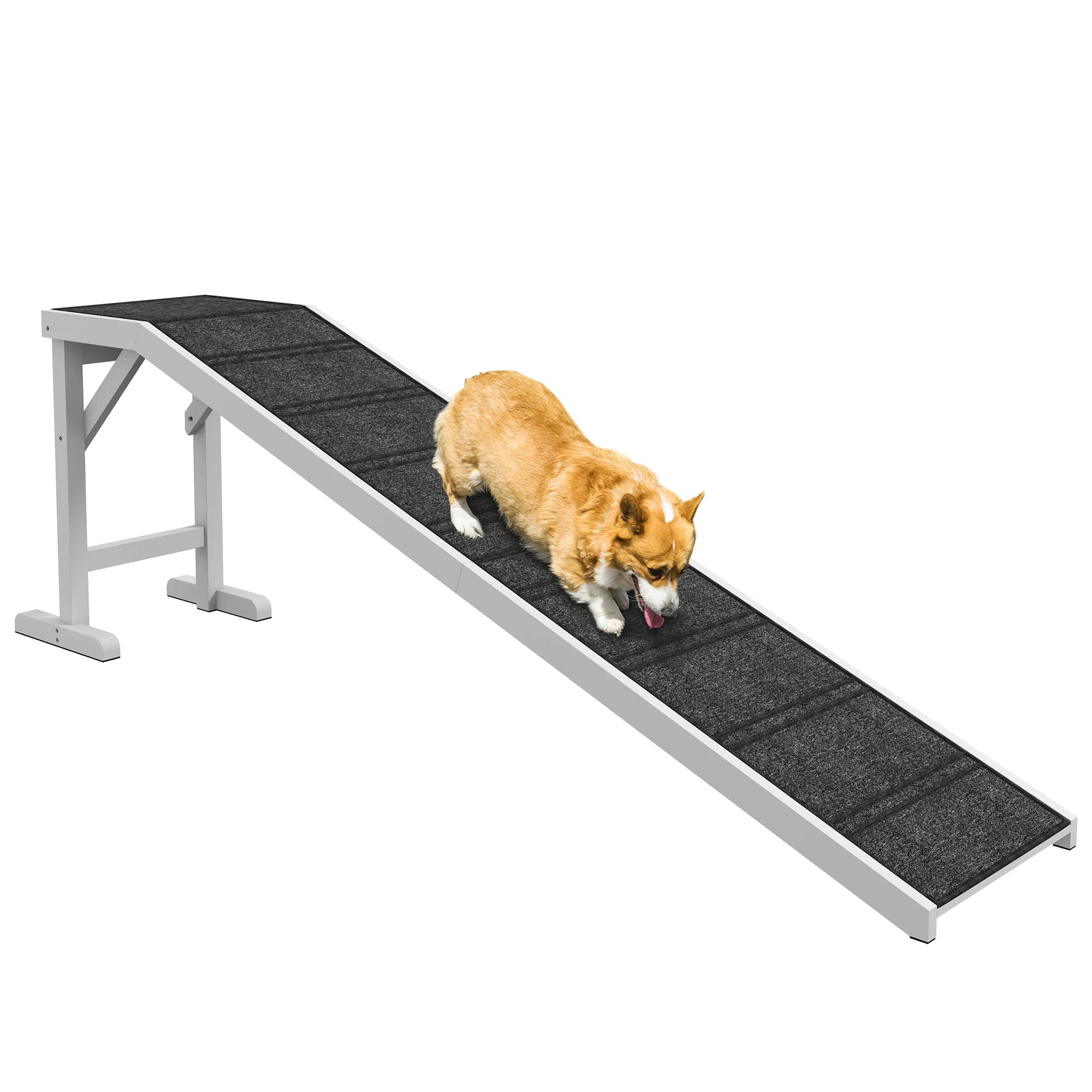 Pet Ramp for Dogs and Cats with Non-Slip Carpet Surface Solid Pine Wood for Bed Sofa and Everyday Use