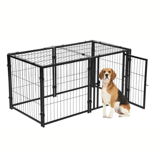 Metal Dog Crate 48x24x24in Rust Proof Bite Proof Playpen for Medium Large Dogs Indoor Outdoor