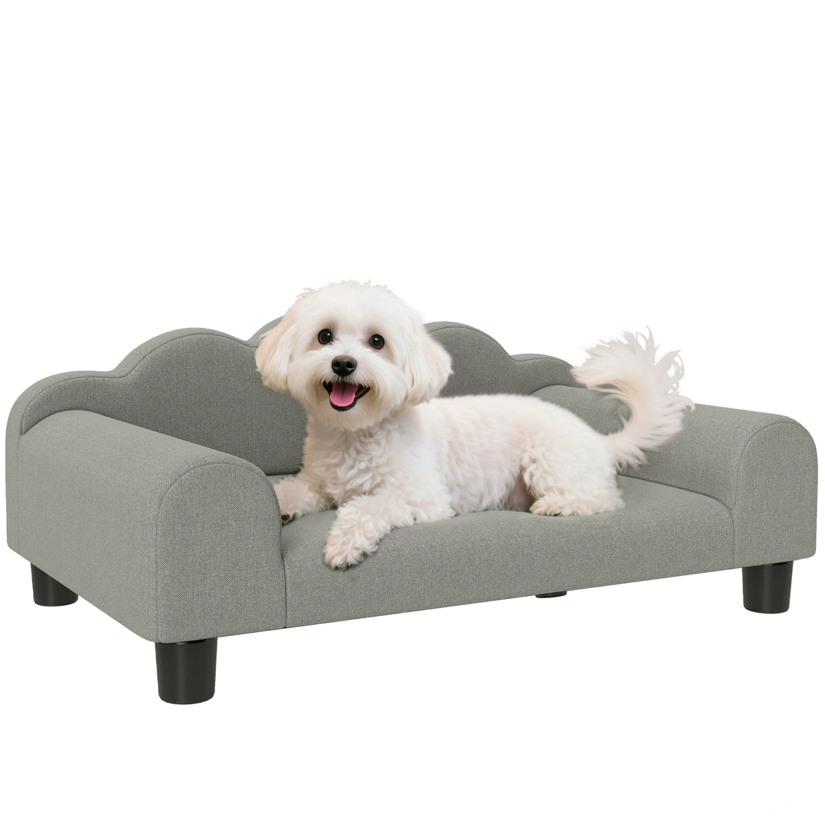 Dog Sofa Bed with Backrest and Armrests 66x42x28.5cm Terry Fabric Pet Couch for Small Dogs and Cats