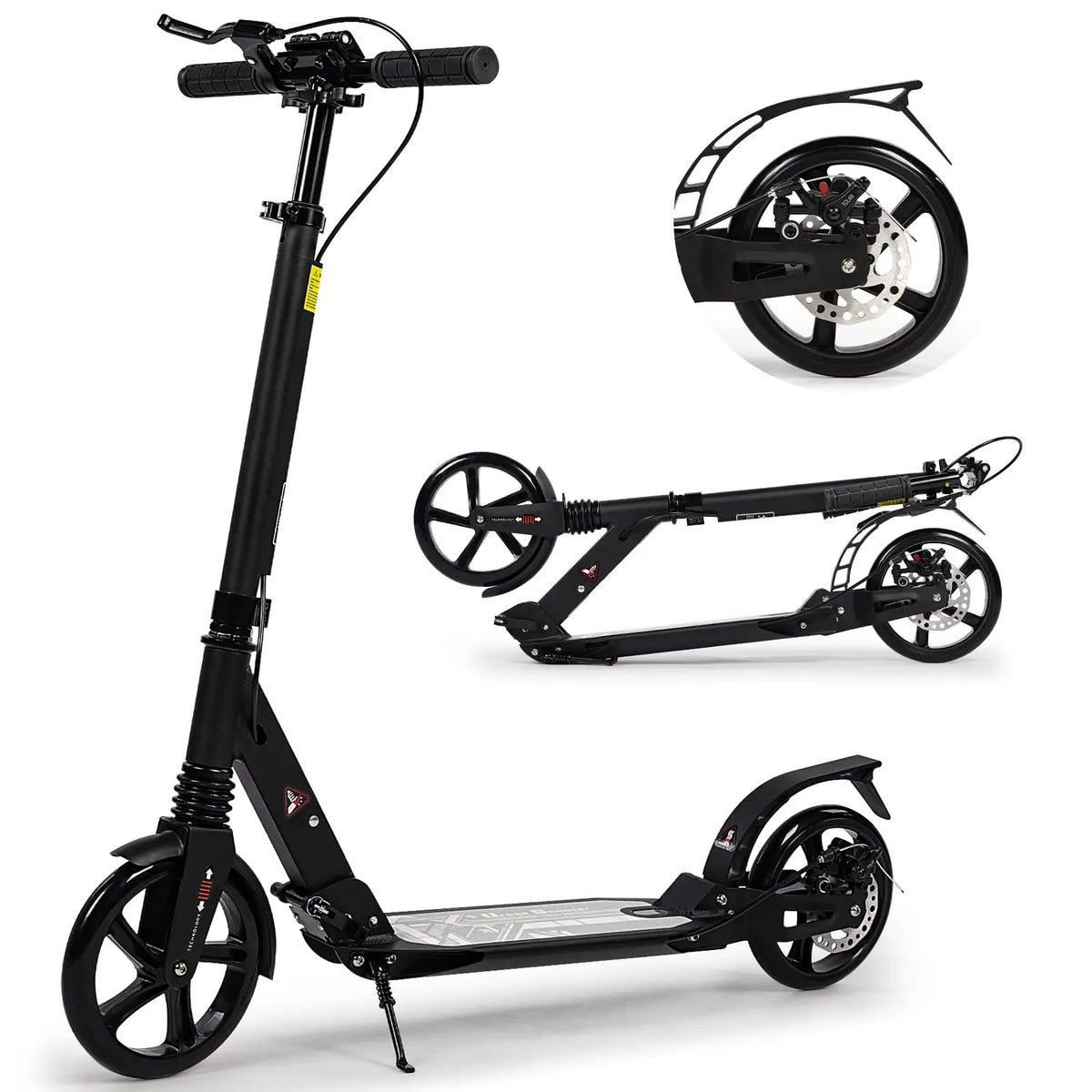 Folding Kick Scooter for Teens and Adults with 200mm Wheels, Disc Brake and Carry Strap