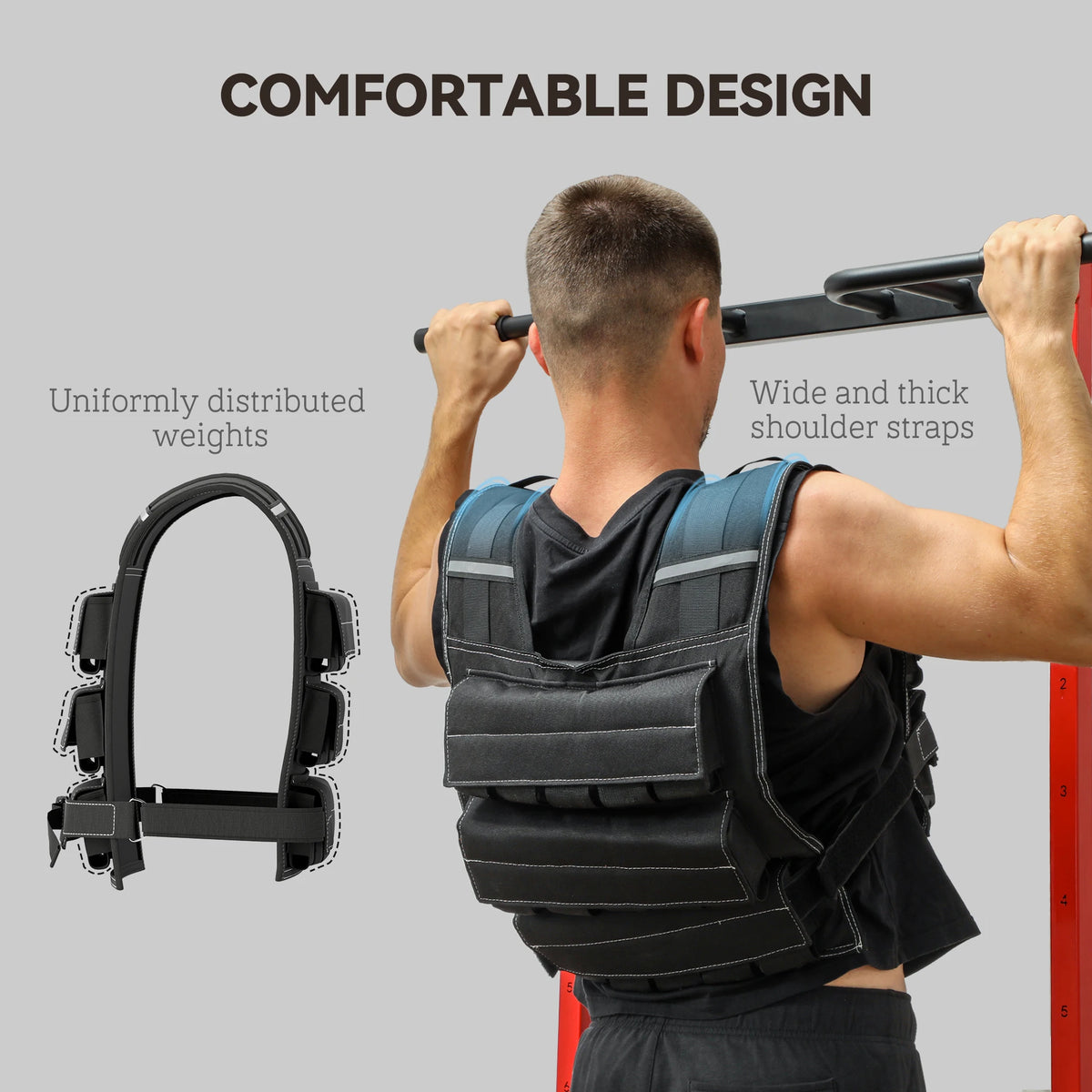 Adjustable Weighted Vest with 30 Removable Weights, Up to 30kg
