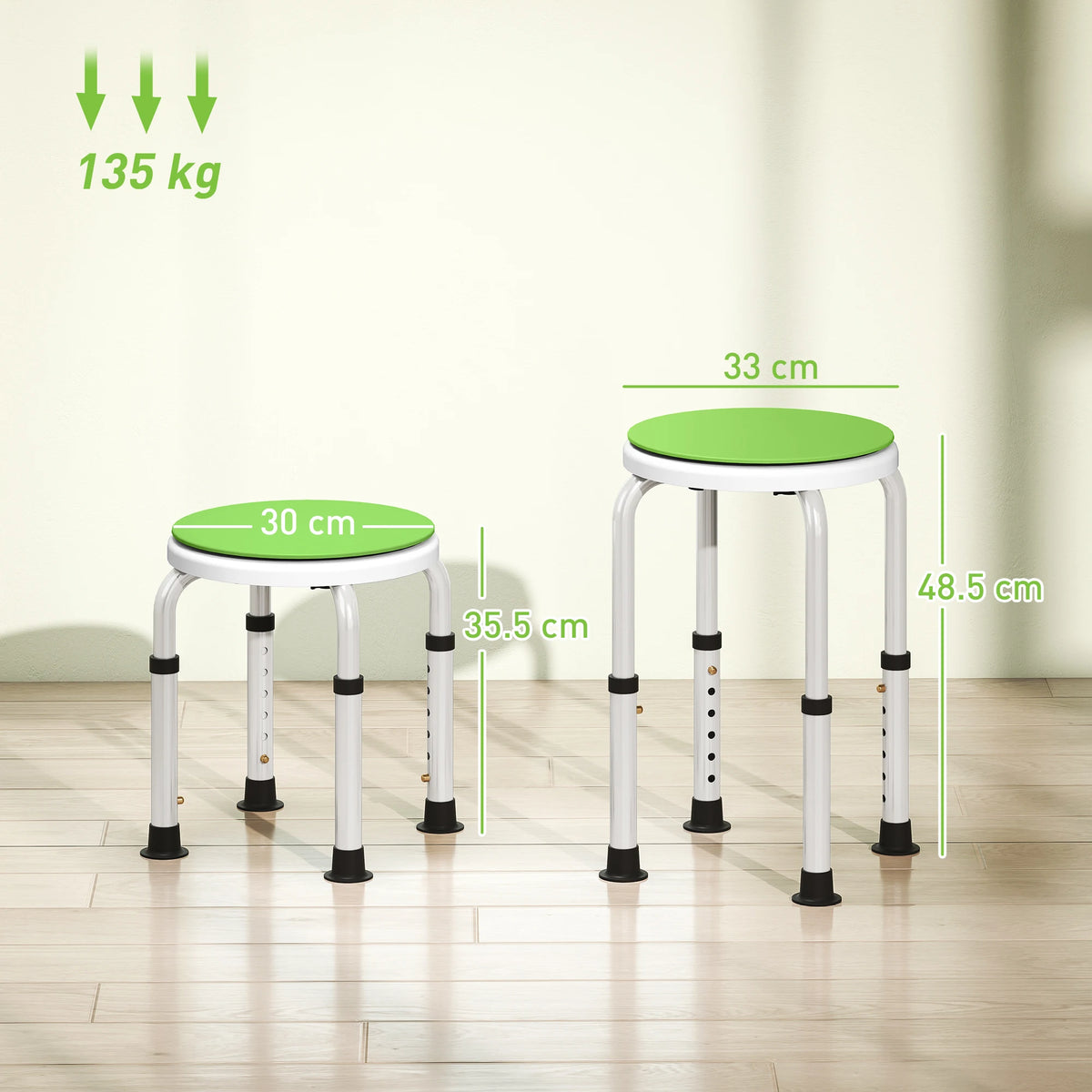 360 Degree Swivel Shower Stool with Non-Slip Feet, Green