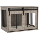 Dog Crate Furniture with Removable Cushion Barn Door Side Table Design for Dogs up to 20kg Indoor Pet Kennel