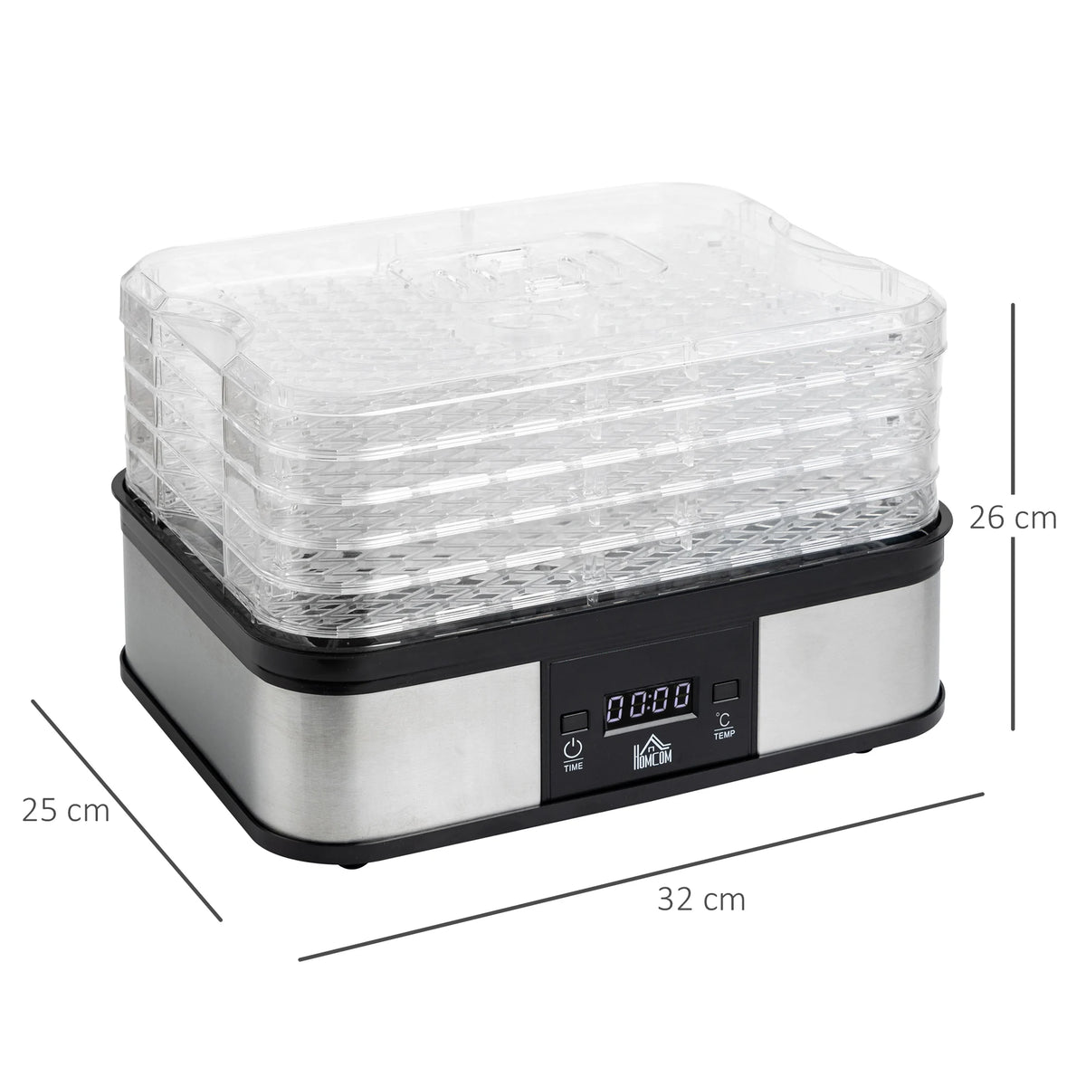 5-Tier Food Dehydrator with Adjustable Temperature and Timer, 245W