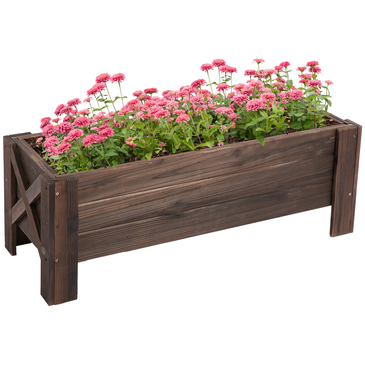 Wooden Garden Raised Bed Planter Box for Flowers & Vegetables, 100 x 36.5 x 36cm