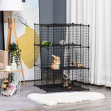 DIY Pet Playpen Expandable Small Animal Cage with 39 Panels 3 Doors Ramps and Non-Slip Mats for Rabbits and Chinchillas
