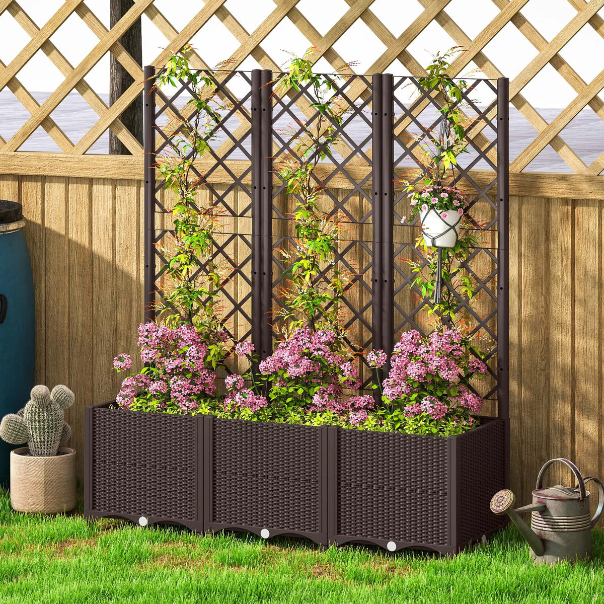 Side profile of a raised planter showing 42cm bed height