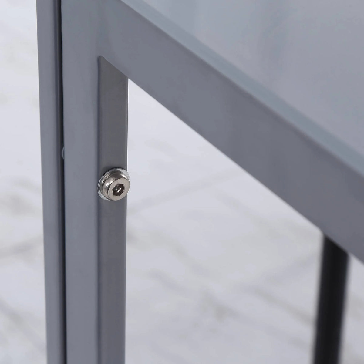 Square Dining Table with 6mm Tempered Glass Top Powder Coated Steel Legs Seats 2-4 for Kitchen