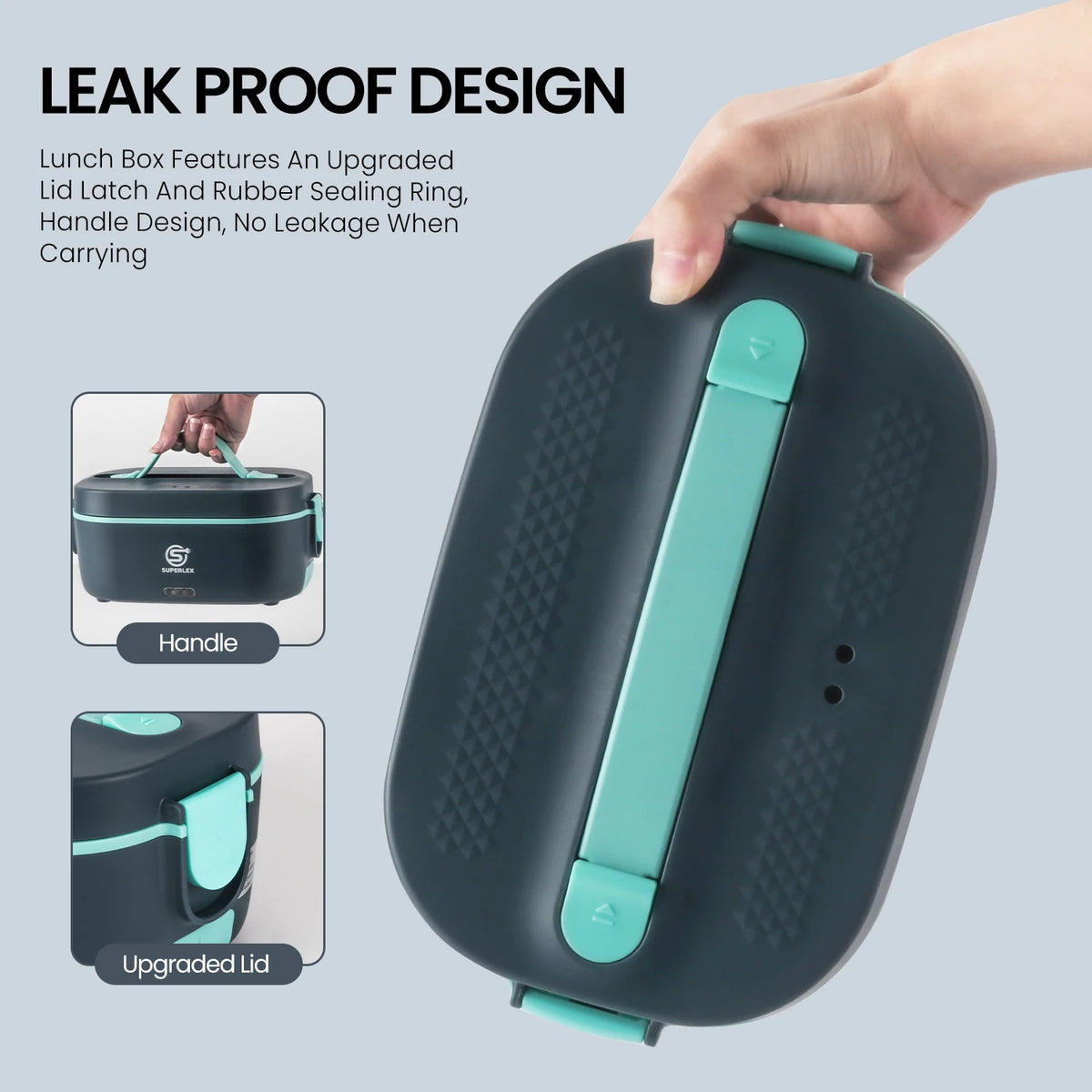 6-in-1 Electric Lunch Box 70W Heated Food Container with Leakproof Design Removable Stainless Steel Liner and Car and Home Charging