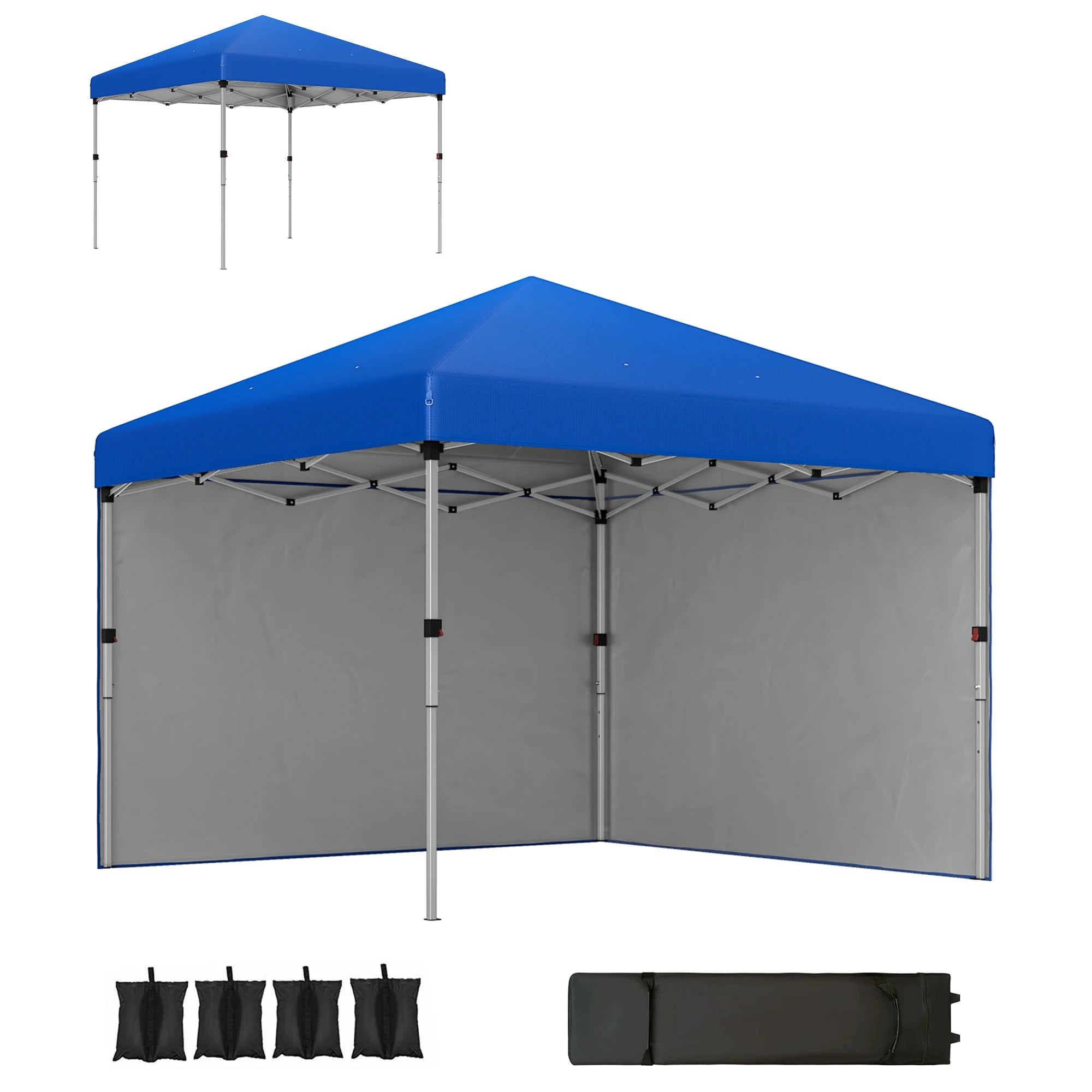 3 x 3m Pop Up Gazebo with 2 Removable Sidewalls, Leg Weight Bags, Ground Pegs and Wheeled Carry Bag for Outdoor Events